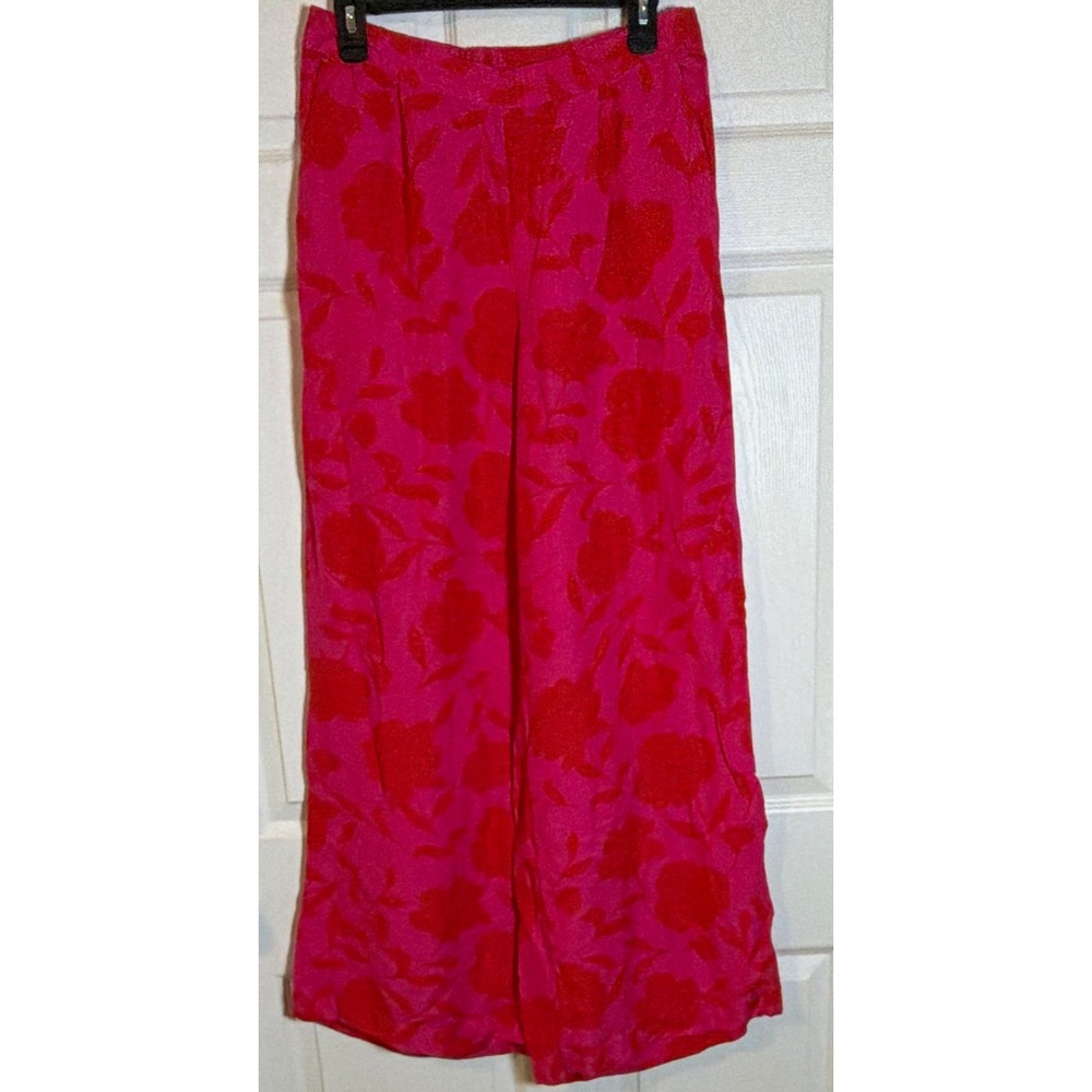 kate spade new york for Target Women's Pink Red Floral Wide-Leg Pants Elastic M
